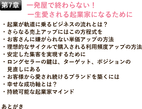 第7章 一発屋で終わらない！一生愛される起業家になるために