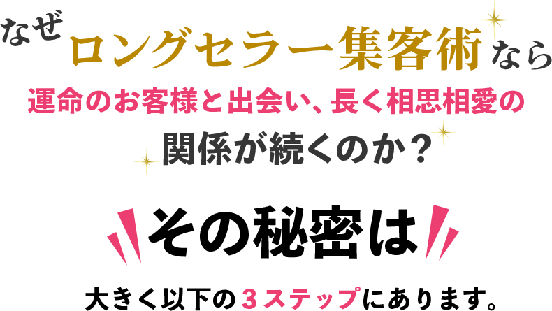 なぜロングセラー集客術なら運命のお客様との出会い、長く相思相愛の関係が続くのか？