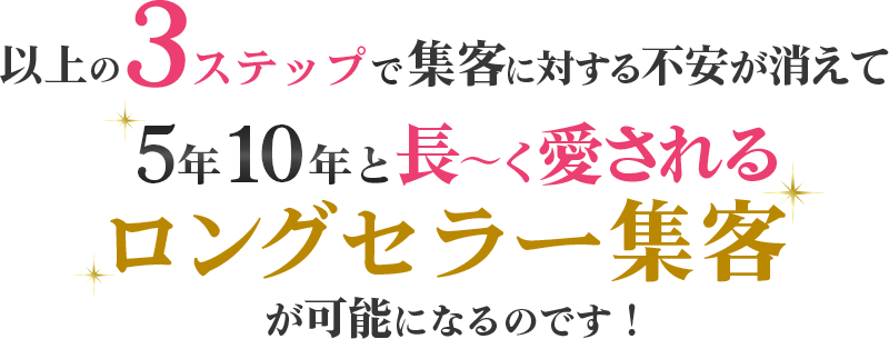 5年10年と長～く愛されるロングセラー集客が可能になるのです！