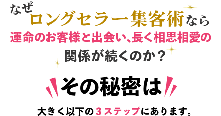 なぜロングセラー集客術なら運命のお客様との出会い、長く相思相愛の関係が続くのか？